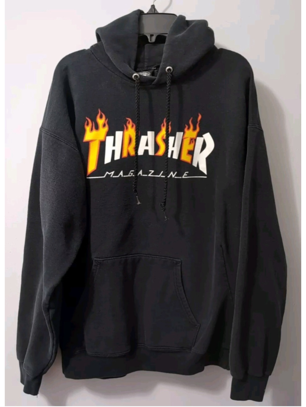 Thrasher Magazine Skateboard Flame Black Hoodie Mens Medium 34-40